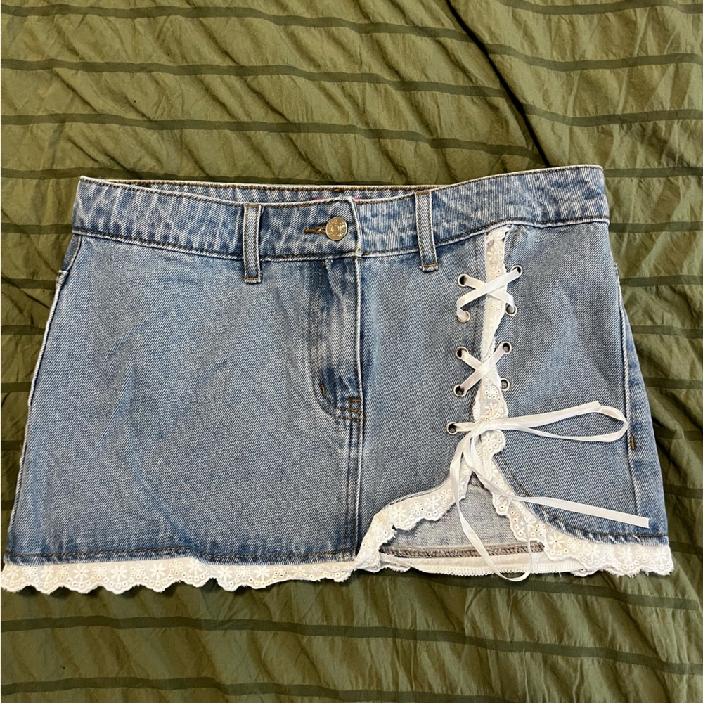 Edikted Lace up Mini Skirt